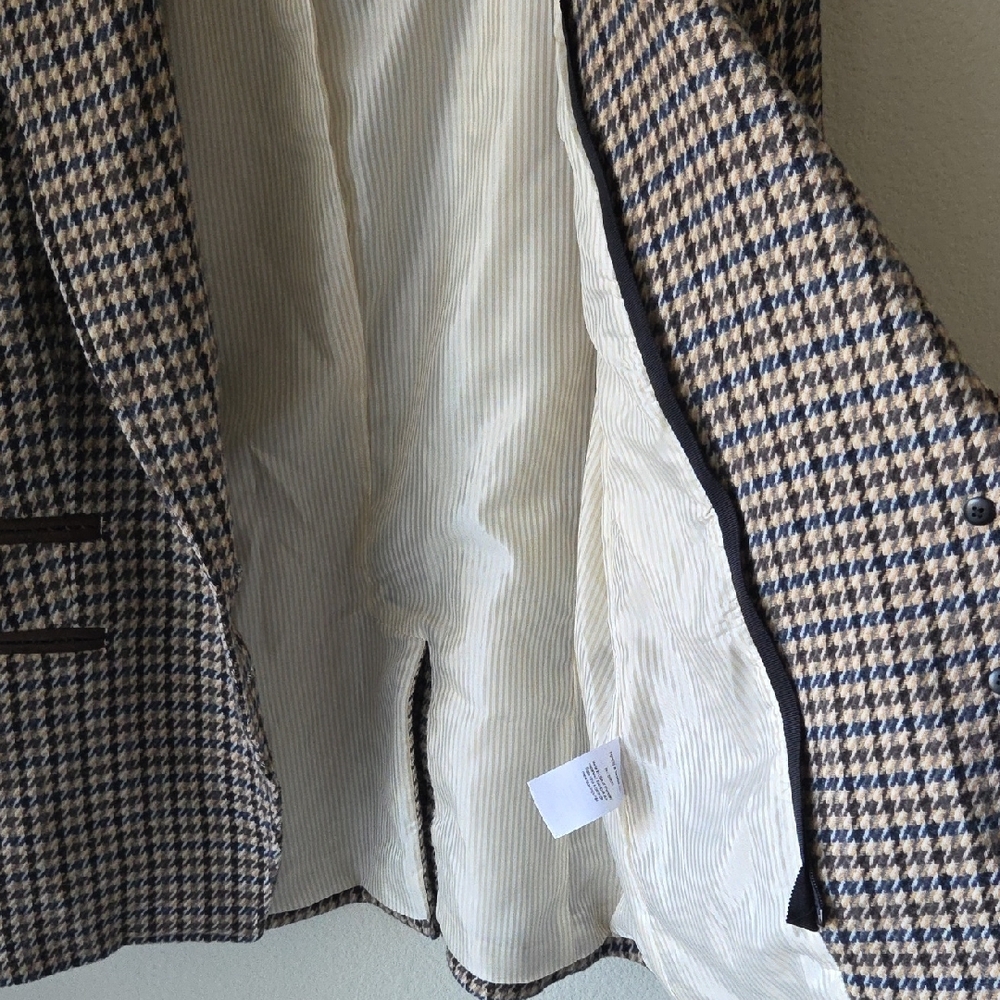 Veronica Beard Hudson Houndstooth Dickey Blazer Suede Elbows & Trim Sz 12 - Picture 8 of 16